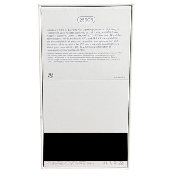 iPhone X 256 GB Space Gray Apple EMPTY RETAIL BOX EarPods Stickers Manual - Picture 2 of 6